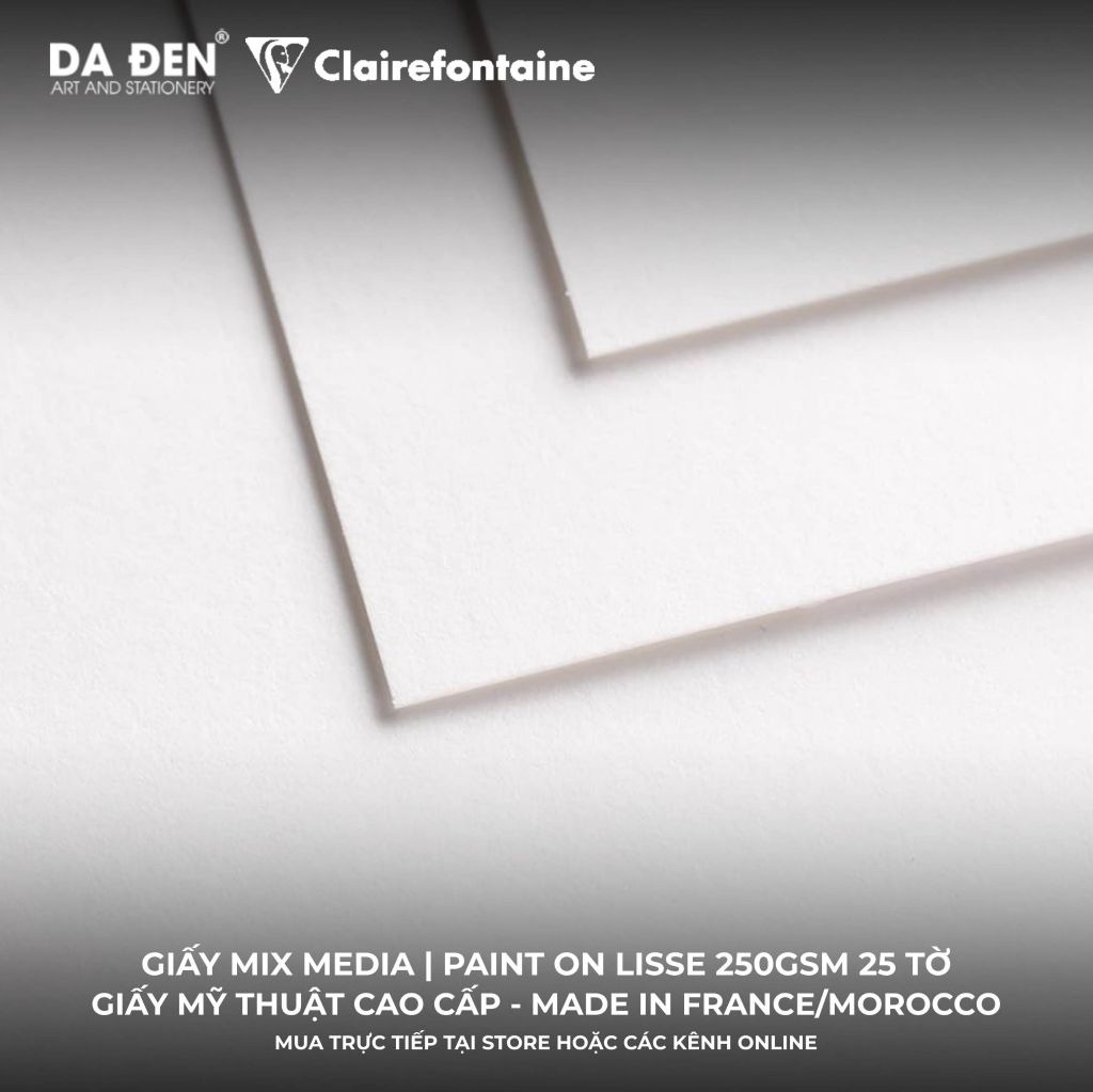 [DA ĐEN] Sổ Mix Media Clairefontaine Paint ON Lisse 250gsm 25 Tờ
