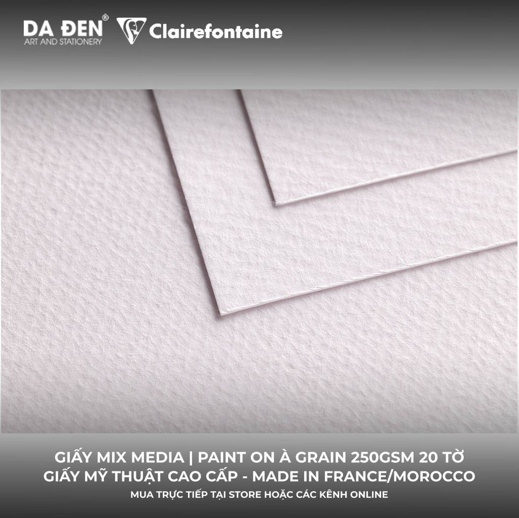 [DA ĐEN] Sổ Mix Media Clairefontaine Paint ON À GRAIN 250gsm 20 Tờ