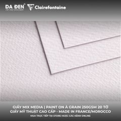 [DA ĐEN] Sổ Mix Media Clairefontaine Paint ON À GRAIN 250gsm 20 Tờ