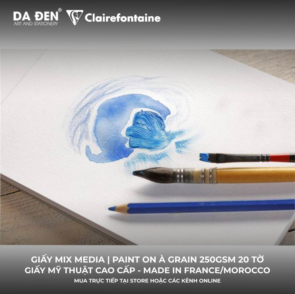 [DA ĐEN] Sổ Mix Media Clairefontaine Paint ON À GRAIN 250gsm 20 Tờ