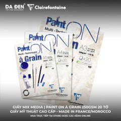 [DA ĐEN] Sổ Mix Media Clairefontaine Paint ON À GRAIN 250gsm 20 Tờ