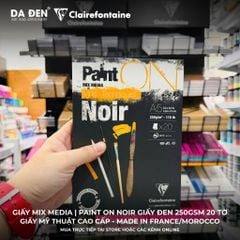 [DA ĐEN] Sổ Mix Media Clairefontaine Paint ON Noir Giấy Đen 250gsm 20 Tờ