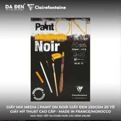 [DA ĐEN] Sổ Mix Media Clairefontaine Paint ON Noir Giấy Đen 250gsm 20 Tờ