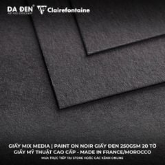 [DA ĐEN] Sổ Mix Media Clairefontaine Paint ON Noir Giấy Đen 250gsm 20 Tờ