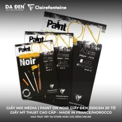 [DA ĐEN] Sổ Mix Media Clairefontaine Paint ON Noir Giấy Đen 250gsm 20 Tờ