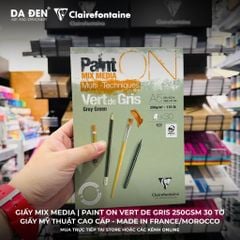 [DA ĐEN] Sổ Mix Media Clairefontaine Paint ON Vert de Gris 250gsm 30 Tờ