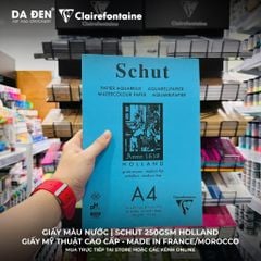 [DA ĐEN] Sổ Vẽ Màu Nước Clairefontaine SCHUT 250gsm Holland A4 40 Tờ