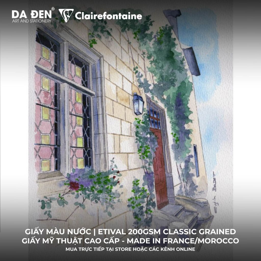 [DA ĐEN] Sổ Vẽ Màu Nước Clairefontaine Aquarelle Etival 200gsm Classic Grained