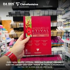 [DA ĐEN] Sổ Vẽ Màu Nước Clairefontaine Aquarelle Etival 200gsm Classic Grained