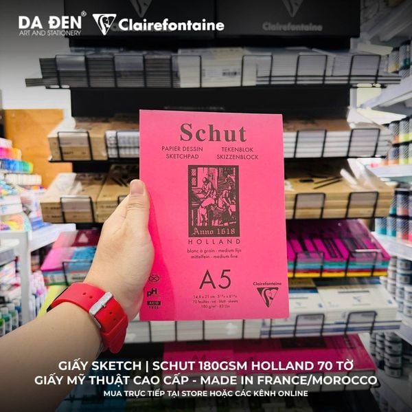 [DA ĐEN] Sổ Vẽ Chì Sketch Clairefontaine Schut Holland 180gsm 70 Tờ