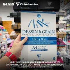 [DA ĐEN] Sổ Vẽ Chì Sketch Clairefontaine Dessin à Grain 180gsm 30 Tờ