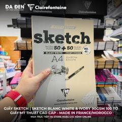 [DA ĐEN] Sổ Vẽ Chì Sketch Clairefontaine Fifty Fifty 90gsm 100 Tờ A4