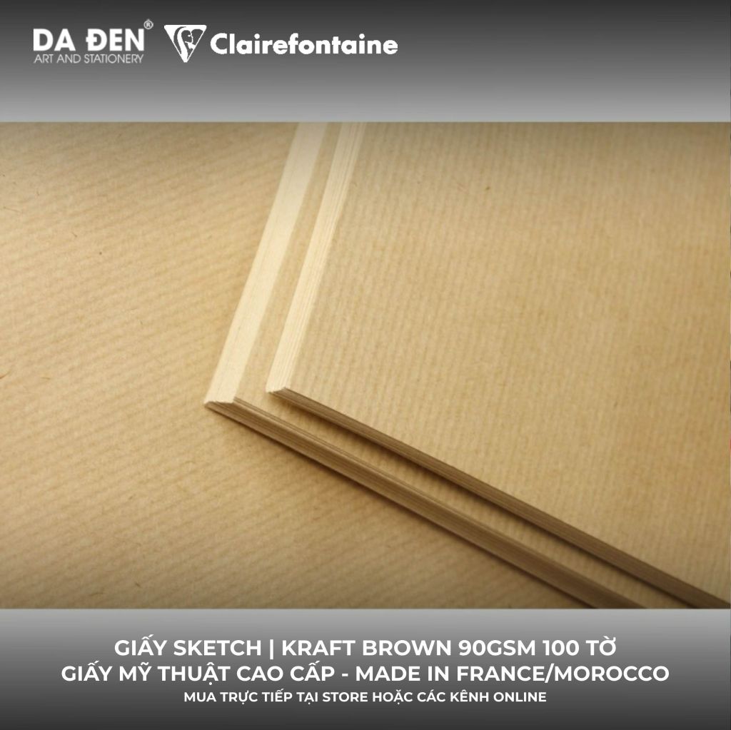 [DA ĐEN] Sổ Vẽ Sketch Clairefontaine Brown Kraft 90gsm 100 Tờ