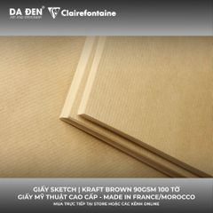 [DA ĐEN] Sổ Vẽ Sketch Clairefontaine Brown Kraft 90gsm 100 Tờ