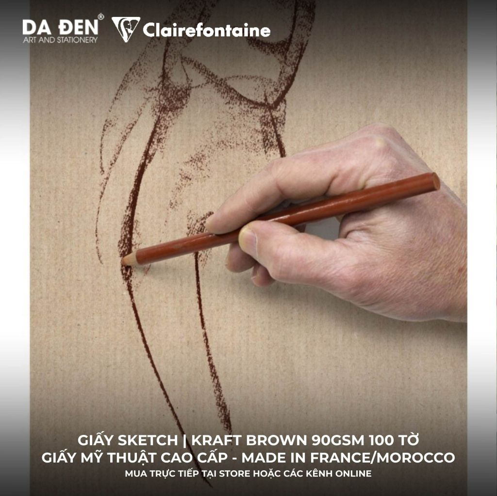 [DA ĐEN] Sổ Vẽ Sketch Clairefontaine Brown Kraft 90gsm 100 Tờ