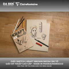 [DA ĐEN] Sổ Vẽ Sketch Clairefontaine Brown Kraft 90gsm 100 Tờ