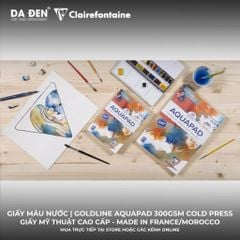 [DA ĐEN] Sổ Vẽ Màu Nước Clairefontaine GOLDLINE AQUAPAD 300g MFine grain