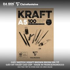 [DA ĐEN] Sổ Vẽ Sketch Clairefontaine Brown Kraft 90gsm 100 Tờ