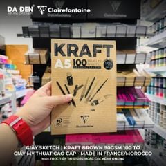 [DA ĐEN] Sổ Vẽ Sketch Clairefontaine Brown Kraft 90gsm 100 Tờ