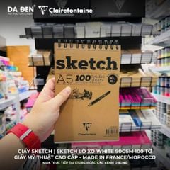 [DA ĐEN] Sổ Vẽ Sketch Clairefontaine Sketch Lò Xo 90gsm 100 Tờ