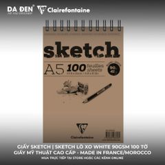[DA ĐEN] Sổ Vẽ Sketch Clairefontaine Sketch Lò Xo 90gsm 100 Tờ