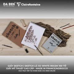 [DA ĐEN] Sổ Vẽ Sketch Clairefontaine Sketch Lò Xo 90gsm 100 Tờ