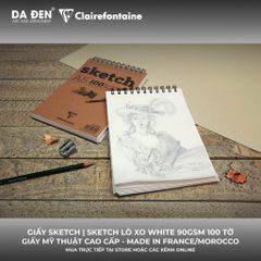 [DA ĐEN] Sổ Vẽ Sketch Clairefontaine Sketch Lò Xo 90gsm 100 Tờ