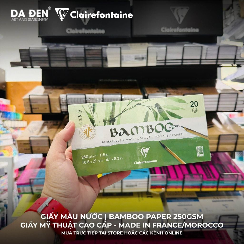 [DA ĐEN] Sổ Vẽ Màu Nước Clairefontaine BAMBOO PAPER 250gsm