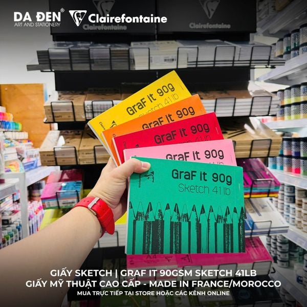 Clairefontaine GraF’it Sketchbook – A3 Micro‑Perforated Drawing Pad, 80 Sheets 90gsm Paper (Random Color Cover)