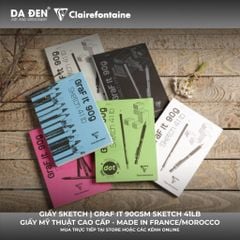 [DA ĐEN] Sổ Vẽ Sketch Clairefontaine Graf it Giấy Trơn 90gsm 80 Tờ Sketch 41lb