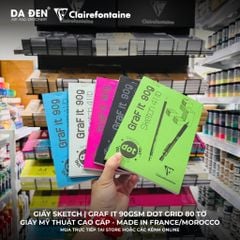 [DA ĐEN] Sổ Vẽ Sketch Clairefontaine Graf it Giấy Dot Grid 90gsm 80 Tờ Sketch 41lb