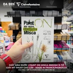 [DA ĐEN ] Sổ Mix Media Clairefontaine Paint ON Misca 2500gsm 15 Tờ