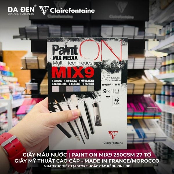 [DA ĐEN] Sổ Mix Media Clairefontaine Paint ON MIX9 250gsm 27 Tờ