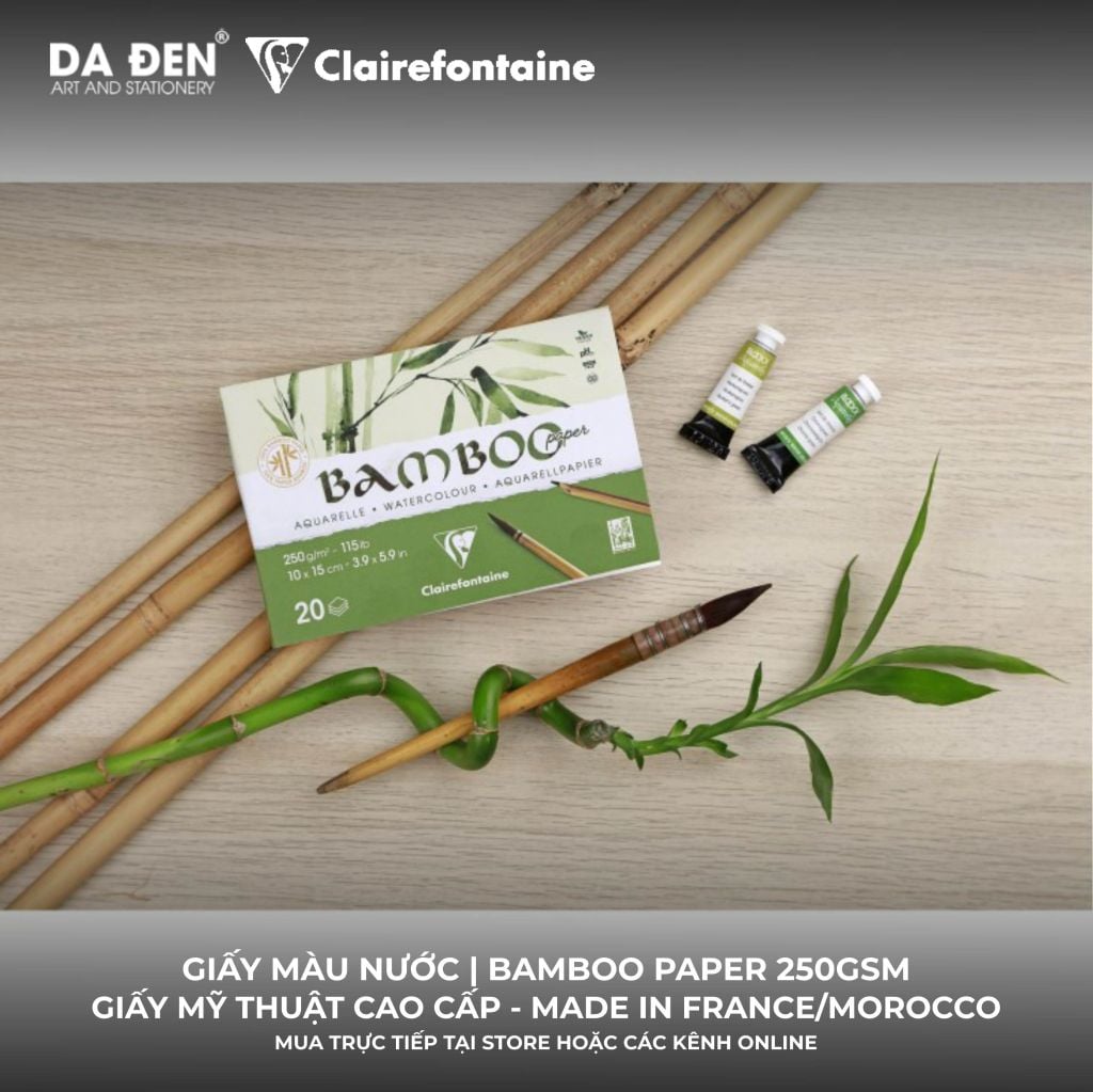 [DA ĐEN] Sổ Vẽ Màu Nước Clairefontaine BAMBOO PAPER 250gsm
