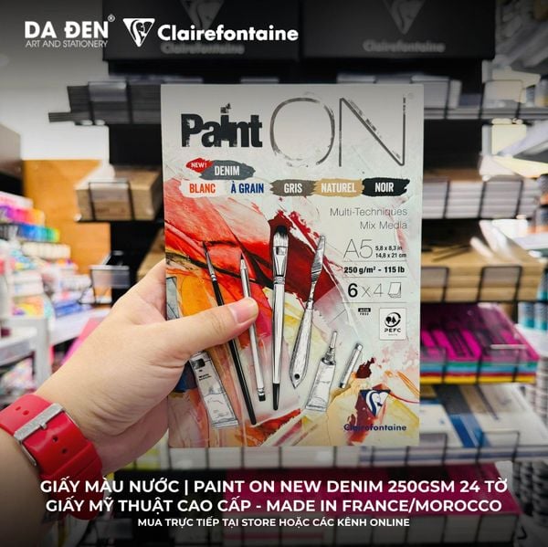 [DA ĐEN] Sổ Mix Media Clairefontaine Paint ON New Denim 250gsm 24 Tờ