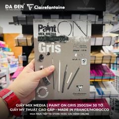 [DA ĐEN] Sổ Mix Media Clairefontaine Paint ON Gris 250gsm 30 Tờ