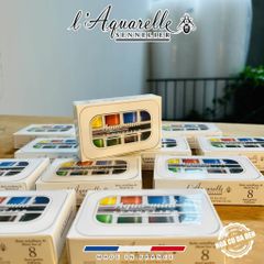 [DA ĐEN] Set 8 Màu Nước Travel Aqua Mini l'Aquarelle Sennelier