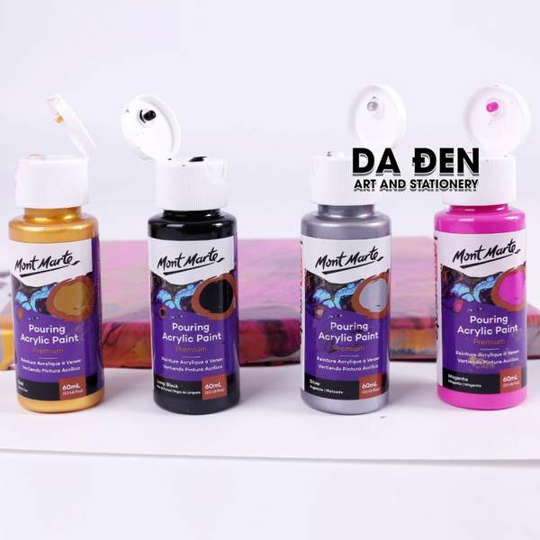 Màu Premium Pouring Acrylic Paint 60ml Set 4 Chai - Cosmic