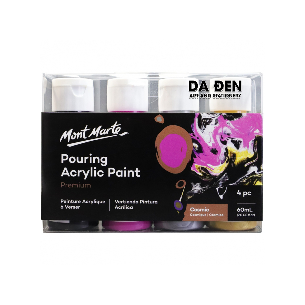 Màu Premium Pouring Acrylic Paint 60ml Set 4 Chai - Cosmic