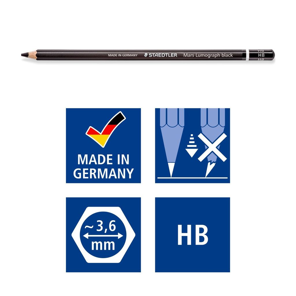 Bộ 6 Chì Phác Thảo Staedtler Thân Đen (100B G6) Hộp Thiếc