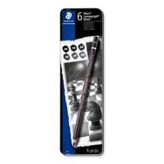 Bộ 6 Chì Phác Thảo Staedtler Thân Đen (100B G6) Hộp Thiếc
