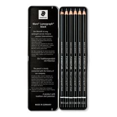Bộ 6 Chì Phác Thảo Staedtler Thân Đen (100B G6) Hộp Thiếc