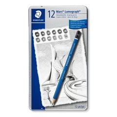 Bộ 12 Chì Phác Thảo Staedtler Thân Xanh (100 G12 S) Hộp Thiếc