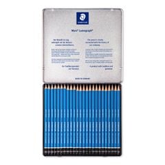 Bộ 24 Chì Phác Thảo Staedtler Thân Xanh (100 G24) Hộp Thiếc