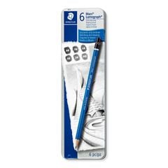 Bộ 6 Chì Phác Thảo Staedtler Thân Xanh (100 G6) Hộp Thiếc