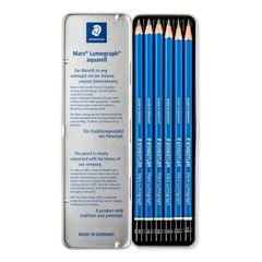Bộ 6 Chì Phác Thảo Staedtler Thân Xanh (100 G6) Hộp Thiếc