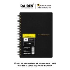 [DA ĐEN] Sổ Tay Maruman Mnemosyne Kẻ Ngang 7mm A6 80 Tờ N176
