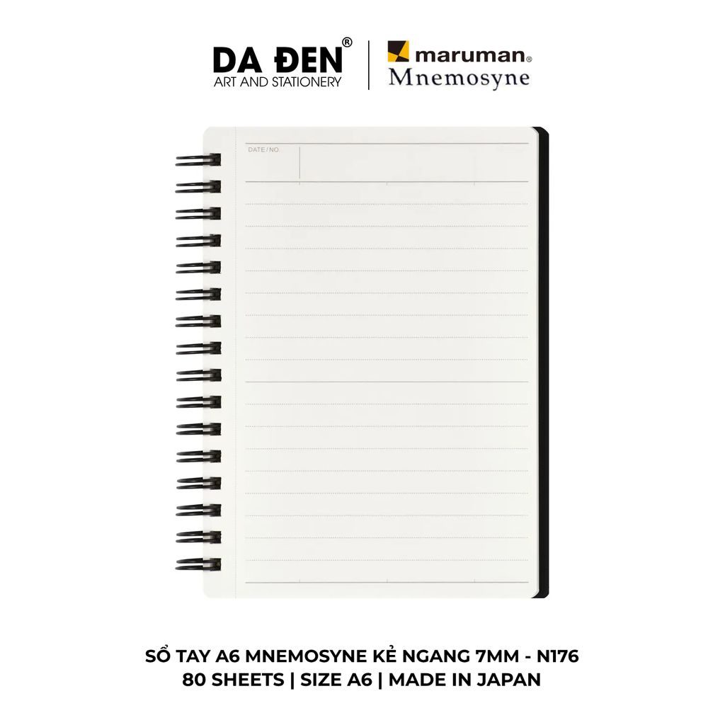 Sổ Tay Maruman Mnemosyne Kẻ Ngang 7mm A6 80 Tờ N176