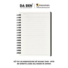 Sổ Tay Maruman Mnemosyne Kẻ Ngang 7mm A6 80 Tờ N176