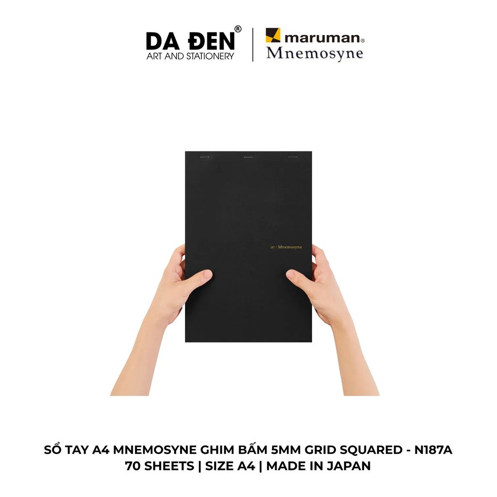 Sổ Tay Maruman Mnemosyne Ghim Bấm 5mm Grid Squared A4 70 Tờ N187A